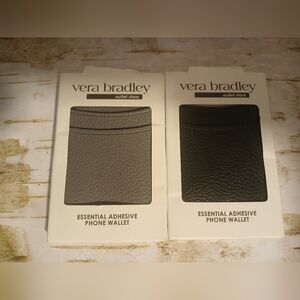NIB 2 Vera Bradley Essential Adhesive Phone Wallet in Black & Gray 2 Pocket